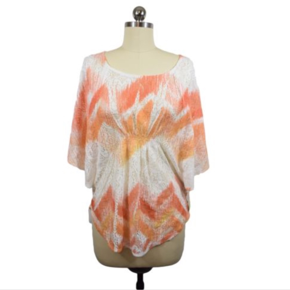 Moon Collection Orange Ombre Mesh Top S-M NWT